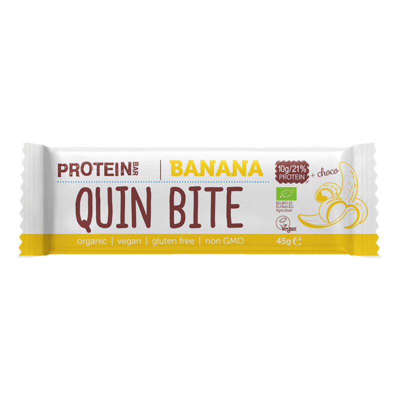 Био протеинов бар QUIN BITE Банан и шоколад 45 г.